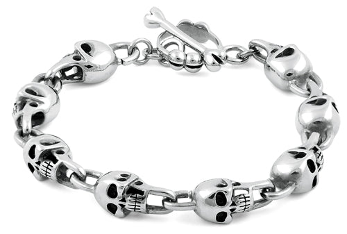 byJodi Jewelry | Tri-Color Leather Skull Unisex Bangle Bracelet