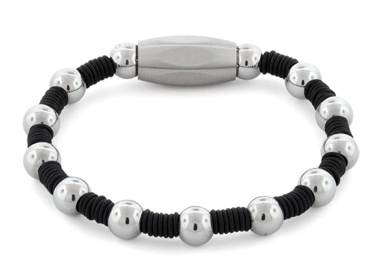 Rubber bracelet with hotsell black and white bead