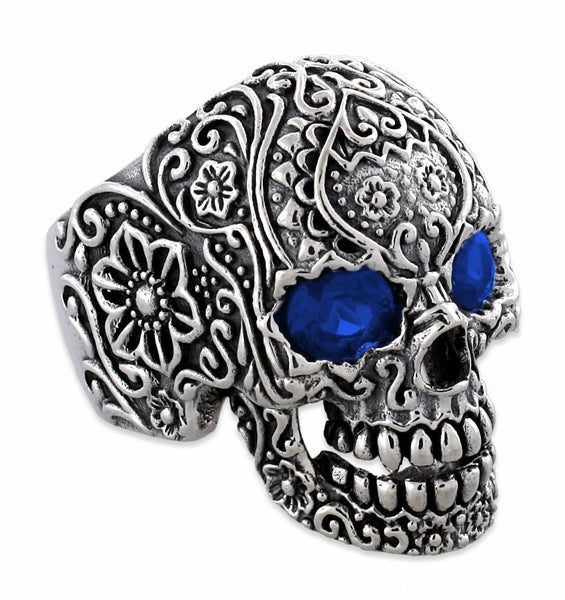 JET BAROQUE SKULL Black and Silver King Baby Mens Ring