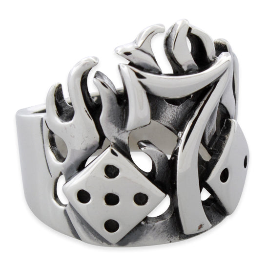 Sterling Silver Lucky 7 Fire Dice Ring – Badass Jewelry