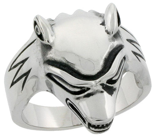 Stainless Steel Wolf Face Ring